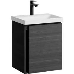 Planetmöbel Waschbeckenunterschrank 50 cm - Anthrazit - Mit Keramikwaschbecken - Soft-Close - Hängend