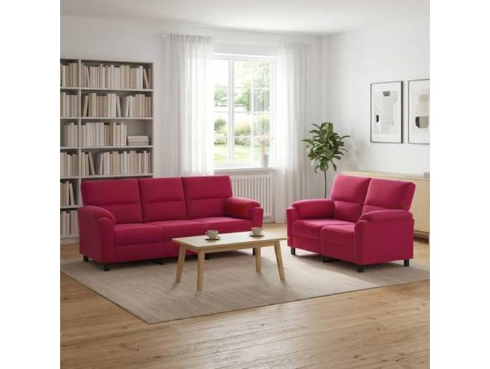 Sofa-Set 2 Stück Weinrot Samt Metallrahmen,Kissenrücken,konische Beine,trockenes Tuch,Pflegeleicht