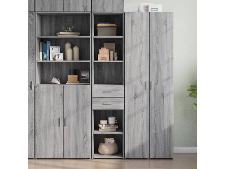 HEFZGDB Weißes Highboard aus Holzwerkstoff mit viel Stauraum, Highboard mit zeitlos modernem Design, feuchtigkeitsbeständig und mit Wandhalterung zur Sicherung
