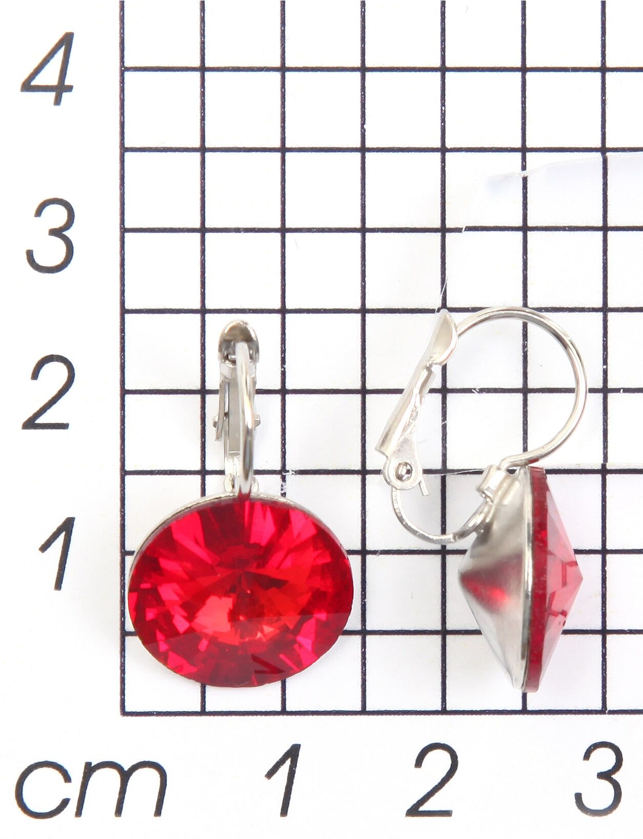 Paar Ohrhänger FIRETTI "leuchtend, bunt, rund", rot (metallfarben, rot, rot), Ohrringe, Damen, Metall, Paar Ohrhänger, Made in Germany - mit Glasstein