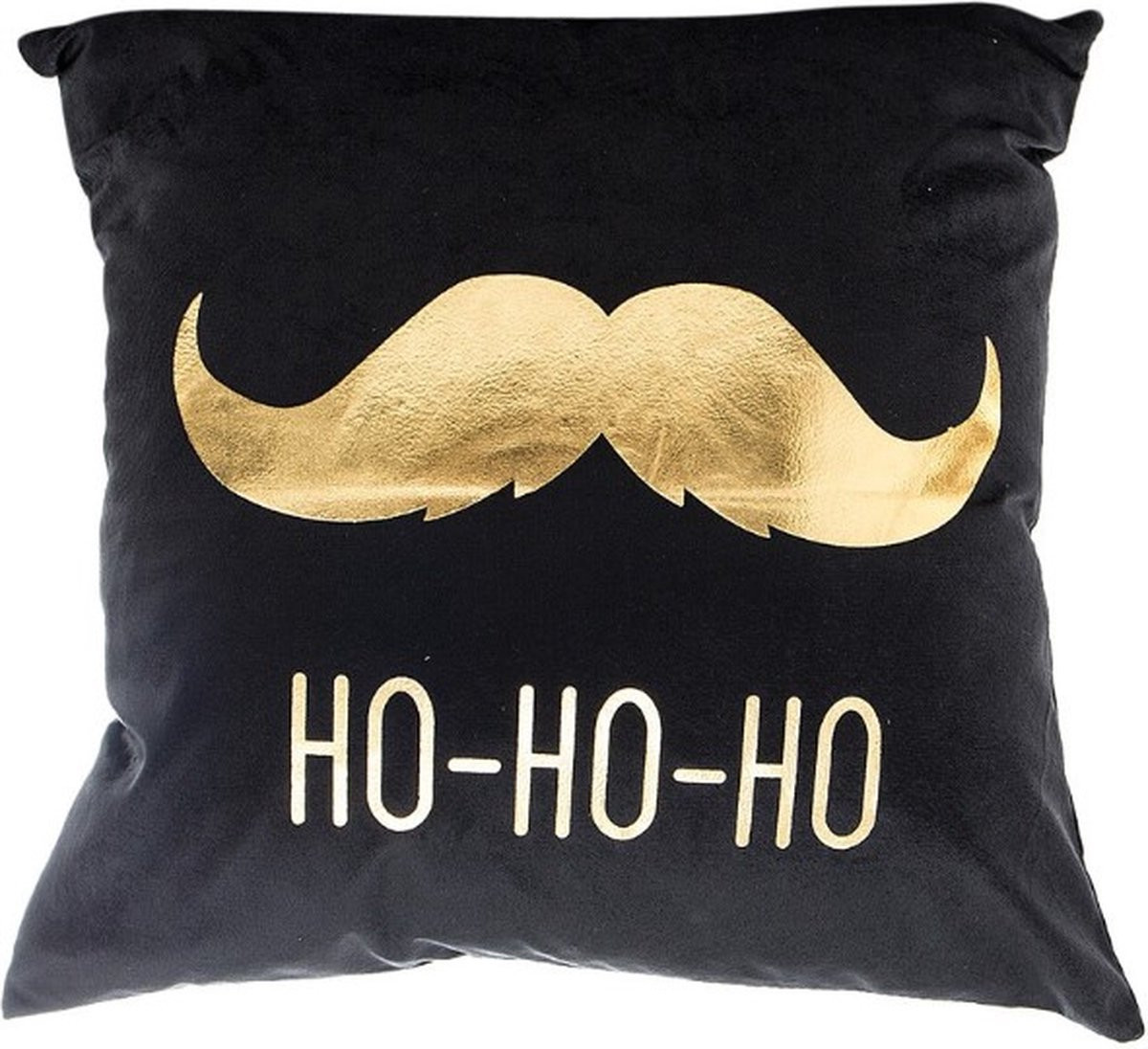 Without Lemon Kerst Kussenhoes - Zwart met gouden Snor HO-HO-HO - Kerstdecoratie