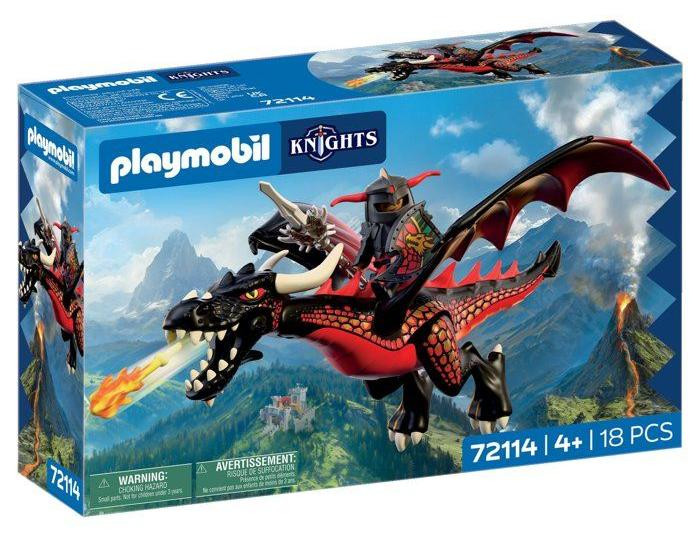Playmobil 72114 Zwarte Draak en Ridder Set met 18 onderdelen