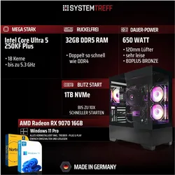 Systemtreff Gaming PC G263210 (1000 GB, 32 GB, Radeon RX 9070), PC, Schwarz