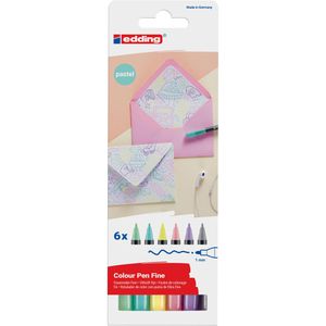 Edding Filzstifte 1200 Pastell, Color Pen Fine, Strichbreite 1mm, 6 Stück