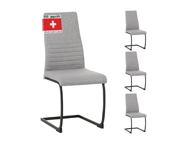 Albatros International Freischwinger Freischwinger Turano 4er Set Grau Modernes Design Stoff, Modernem Design Stoff-Bezug Dicke Polsterung Küchenstuhl Polster