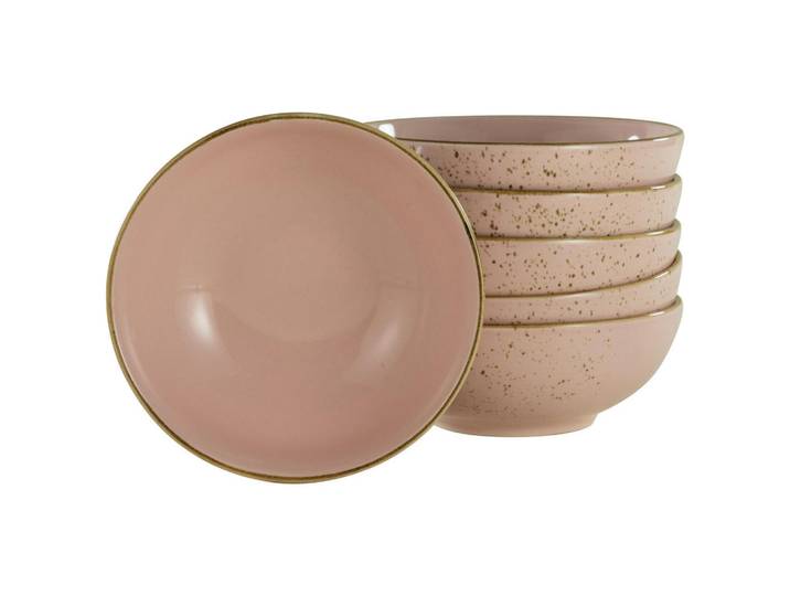 Creatable Schüsselset, Hellrosa, Keramik, 6-teilig, rund, Geschirr, Schalen & Schüsseln, Schüsselset