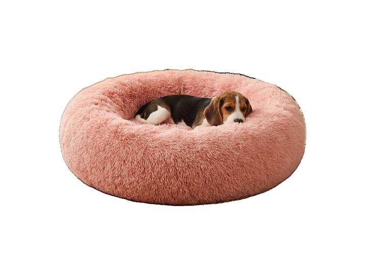 JOYFURNOS Panier pour chien en forme de beignet, Housse amovible et lavable, Rose