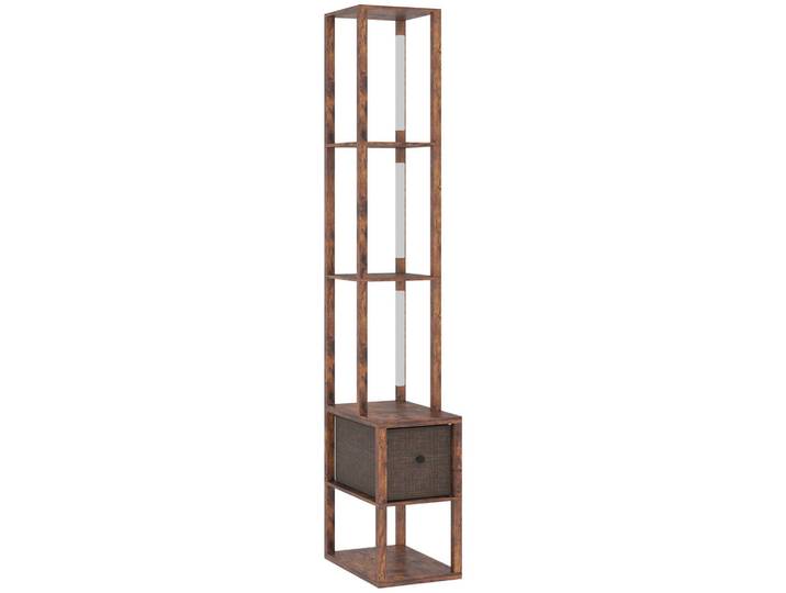 Homcom Stehlampe MDF Rustikal-Braun, Holzwerkstoff, LED integriert, 26.5x169x43.5 cm, Lampen & Leuchten, Innenbeleuchtung, Stehlampen