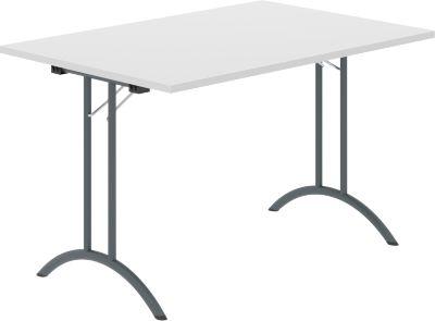 Schäfer Shop Select Klapptisch, Rechteck, Doppel-T-Fußgestell, Spezial-Klappbeschlag & Bodenausgleich, B 1200 x T 800 x H 720 mm, lichtgrau/anthrazit
