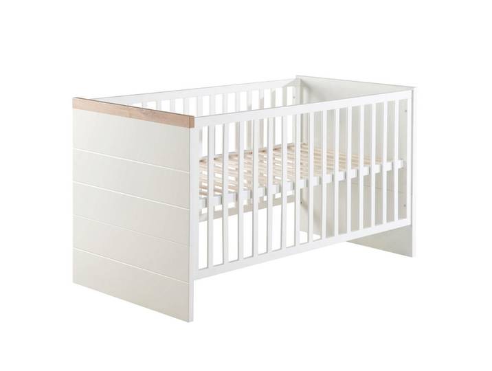 Roba Babybett Nele 70 x 140 cm, Weiß, Holzwerkstoff, Rechteckig, 70x140 cm, Baby- und Kindermöbel, Babyzimmer, Babybett, Gitterbett
