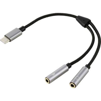 Renkforce USB-C®, Audio Adapterkabel [1x USB-C® Stecker - 2x 3.5 mm-Buchse] 20cm