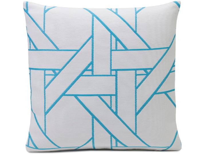 Dekokissen GÖZZE Lombok Gr. 2, blau (weiß, türkis, gemustert), B:50cm L:50cm, Obermaterial: 60% Polypropylen, 40% Polyacryl, Dekokissen_Sitzkissen_Kissenhüllen, Dekokissen