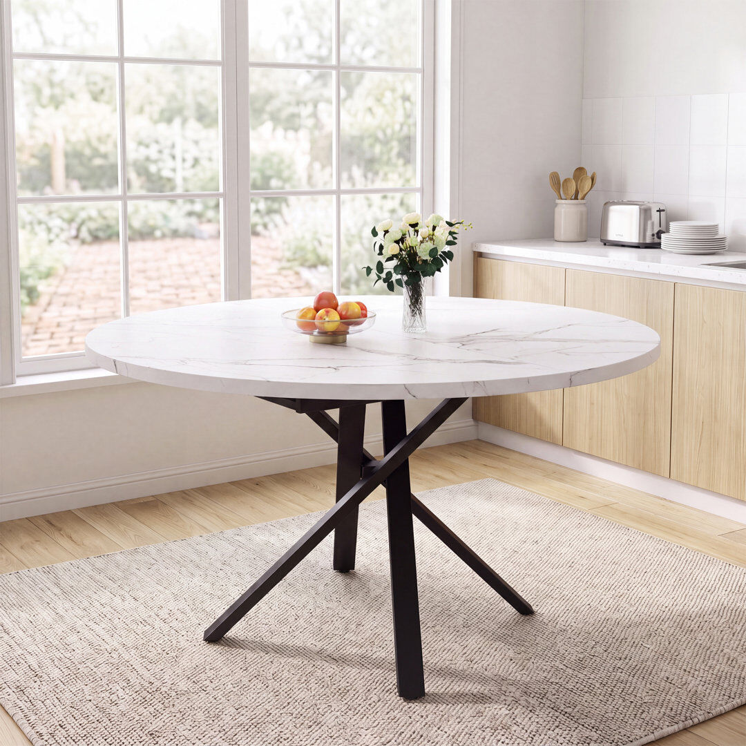 Brayden Studio 140 cm Extendable Dining Table with Iron Base White