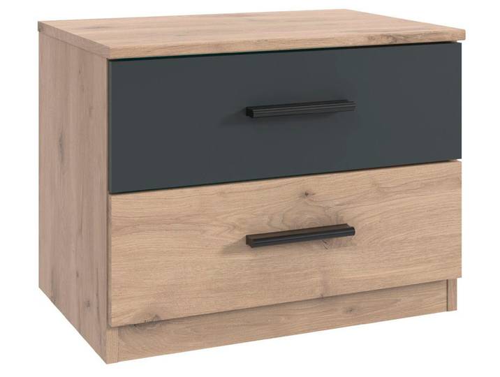 Nachtkommode WIMEX Budapest , grau (viking oak, graphit), B:52cm H:40cm T:38cm, Holzwerkstoff, Sideboards, Nachtkommode, wahlweise einzeln oder im 2er Set, mit jeweils 2 Schubladen