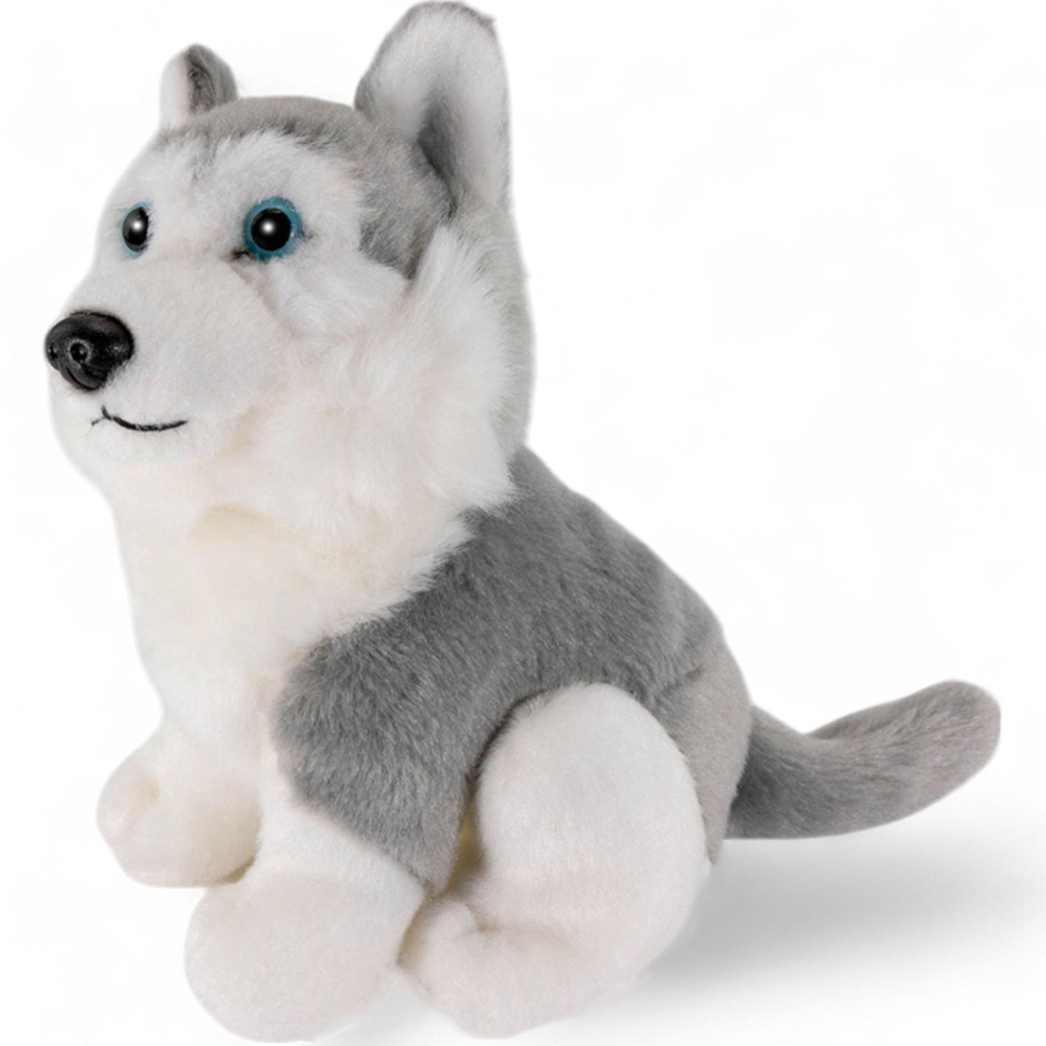 Carl Dick Husky pluche speelgoed, grijze zittende hond, 16 cm