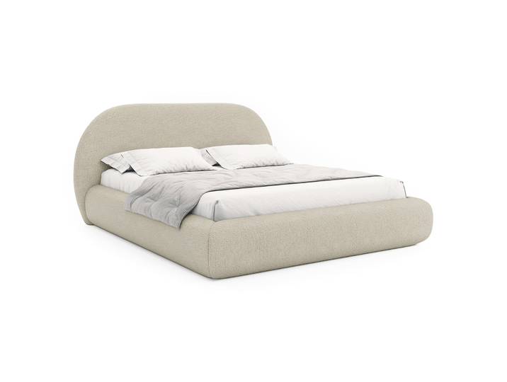 Polsterbett 160x200 cm Buvio mit Stauraum, Metallrahmen, beiges