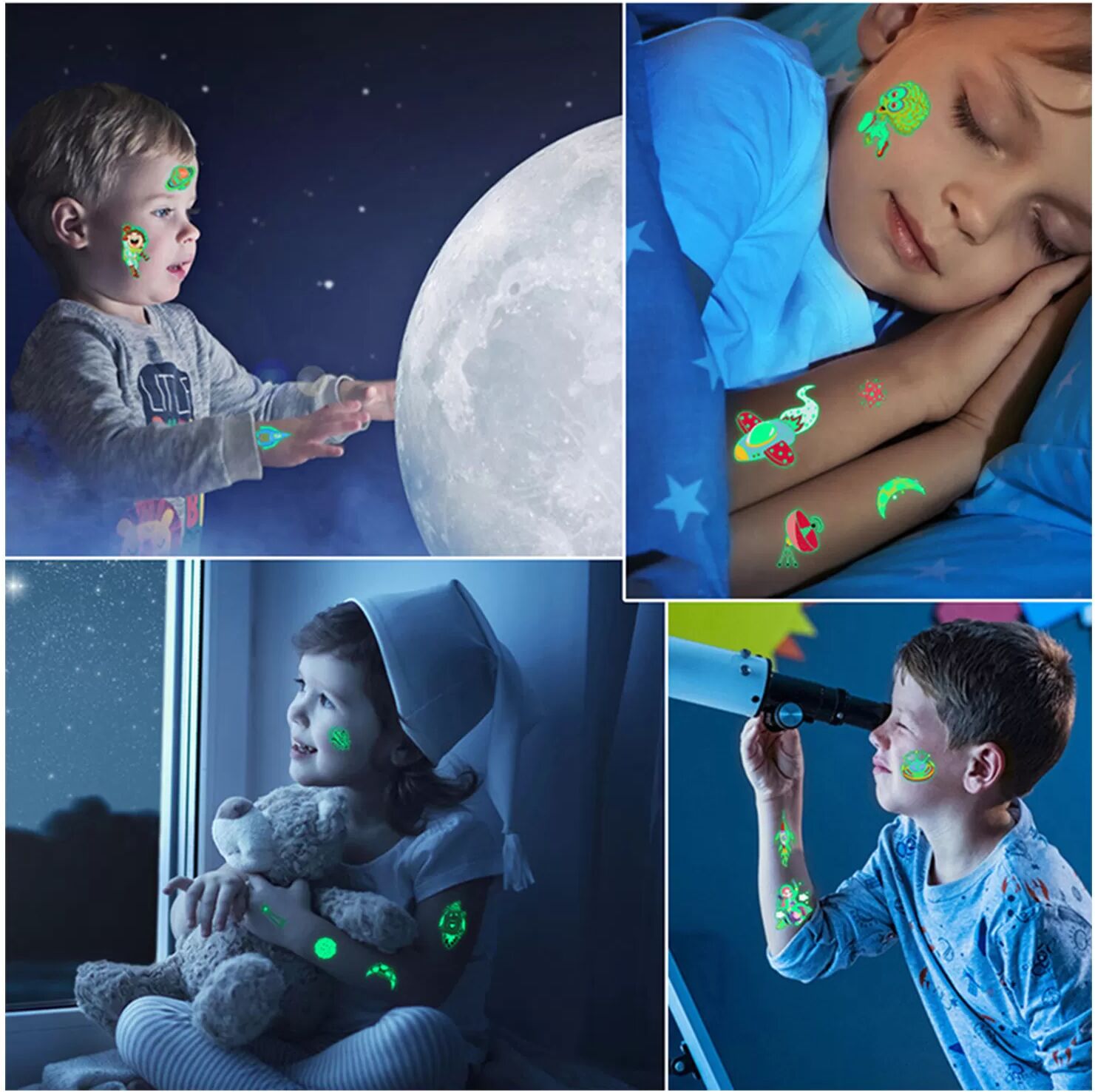 INF Temporäre Tattoos / Sticker mit Cartoon- & Glow-in-the-Dark-Motiven Dinasour A