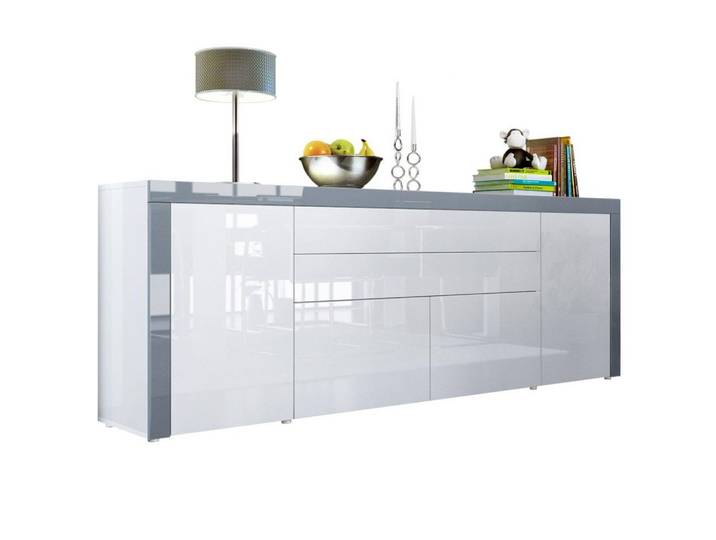 SIDEBOARD La Paz Weiß Hochglanz / Grau Hochglanz