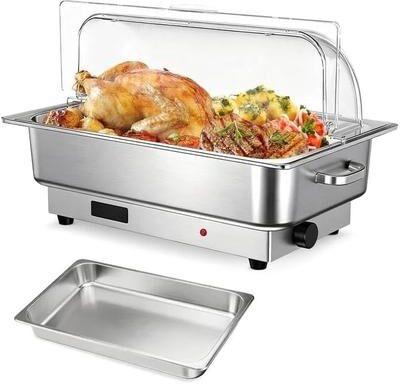 Garvee Electric Chafing Dish Buffet Set, 1x1/1 Size Pan Food Warmer with Transparent PC Lid