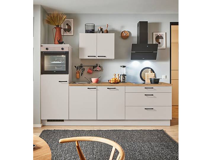 Autarke Küchenzeile 270cm Ausrichtung links Grau/Kaschmir