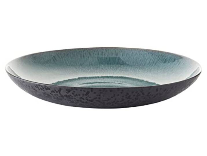 BITZ Schale, Obstschale/Salatschüssel aus Steinzeug, 40 cm im Durchmesser, spülmaschinenfest, schwarz/grün