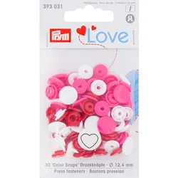 Prym Druckknöpfe "Color Snaps Herz", pink color, 12,4 mm Ø, 30 Stück