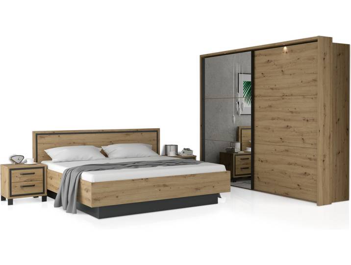 TEMMY Komplett-Schlafzimmer, Material Spanplatte, Artisan