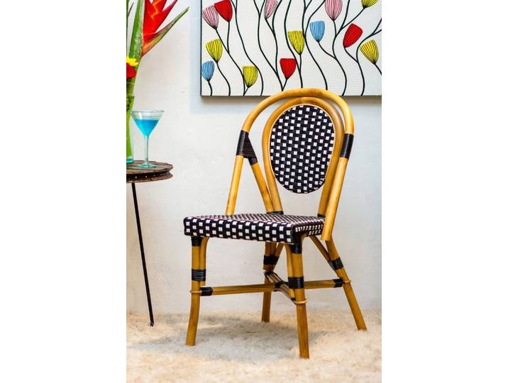 More2Home Bistrostuhl FASHION, 2er-Set, Rattan/Polygeflecht schwarz/weiß