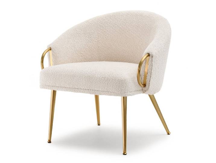 Compleo Loungesessel Sessel boucle, Bequemer Schaffell-Sessel CLARO, Glamour design