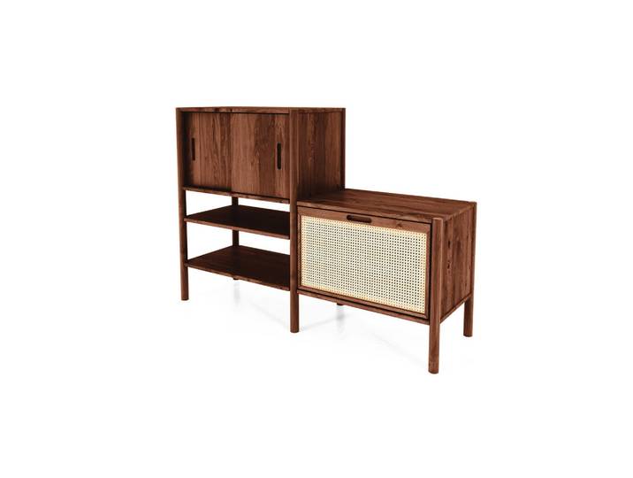 byoak Regal INA Wildeiche, Dunkelbraun, Holz, Kerneiche, 148x106x46 cm, Wohnzimmer, Regale, Bücherregale