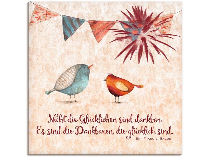 Wandbild ARTLAND Lebensweisheit Glücklich , beige (farbe bild(er): naturfarben), B:50cm H:50cm, Bilder, Wandbild, als Alubild, Leinwandbild in verschied. Grössen
