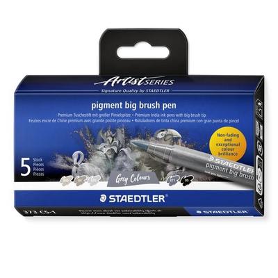 STAEDTLER pigment big brush pen Grey, Pinselspitze, 5er Set