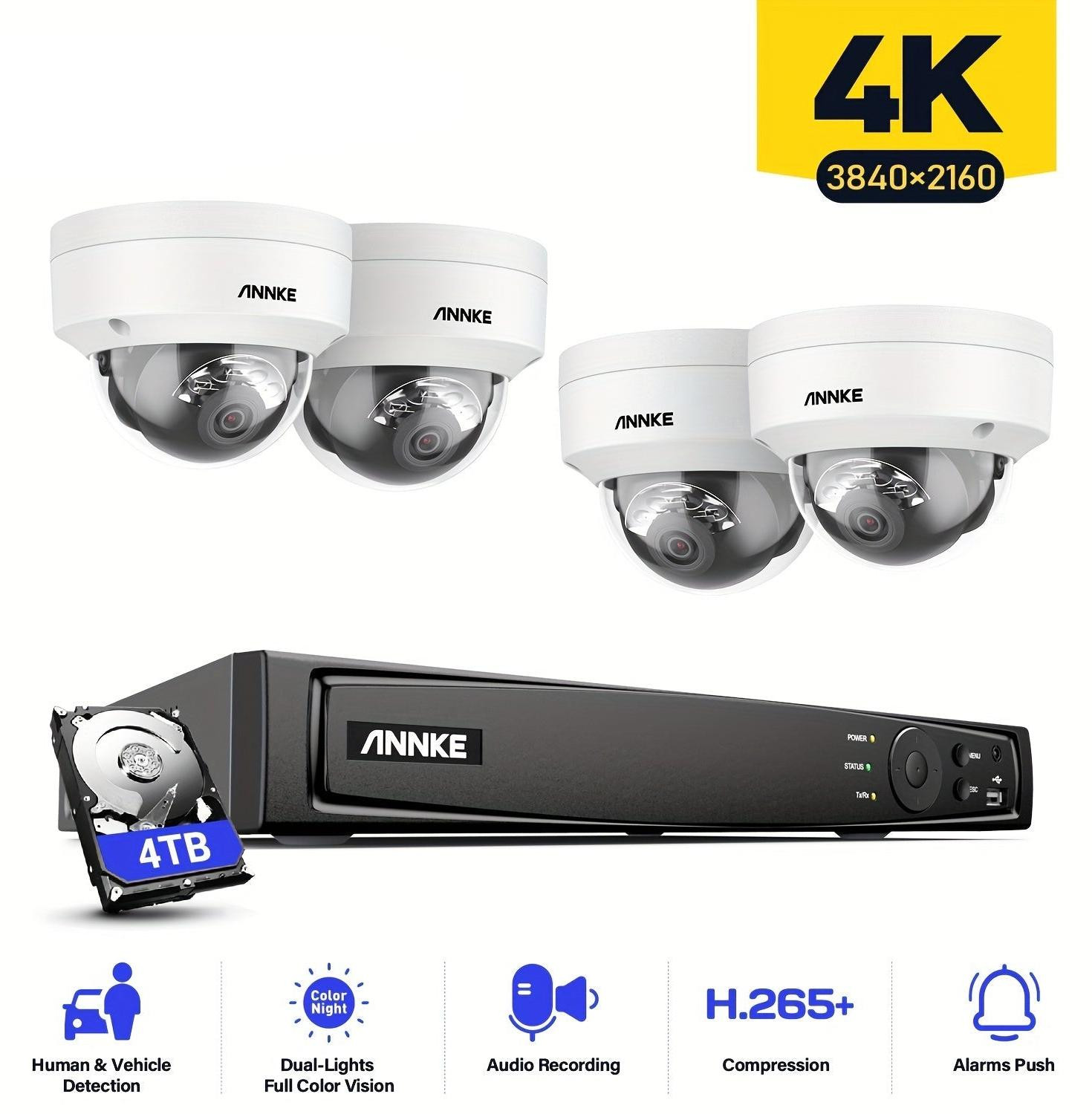 Selius Beveiligingscamera Set - 8MP 4K PoE 4-Kanaals Bewakingscamera Systeem