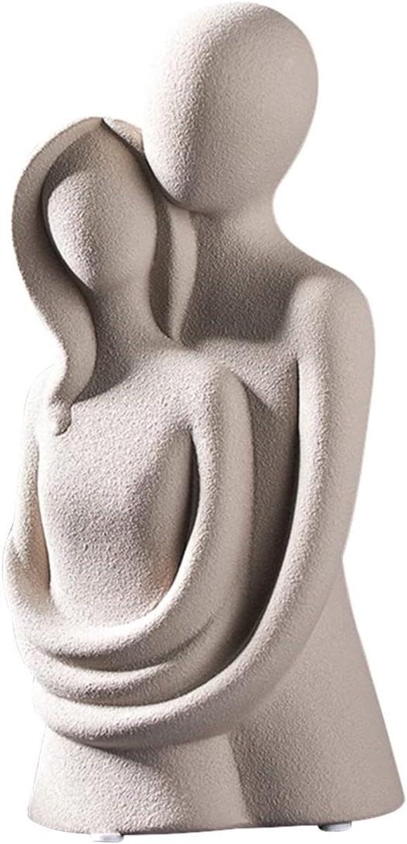 Koppel Beeld Liefdes Sculptuur Abstracte Kunst Grijs Hoogte: 24 cm