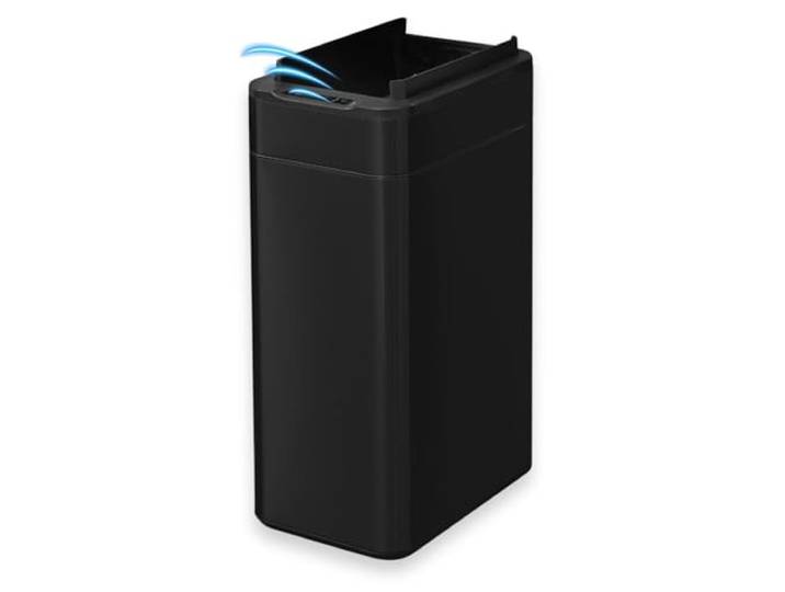 FLINQ 60L Sensor Mülleimer aus Edelstahl - Schwarz Automatischer Küchenmülleimer mit Bewegungssensor - Großer Abfalleimer für Küche - Soft-Close Deckel