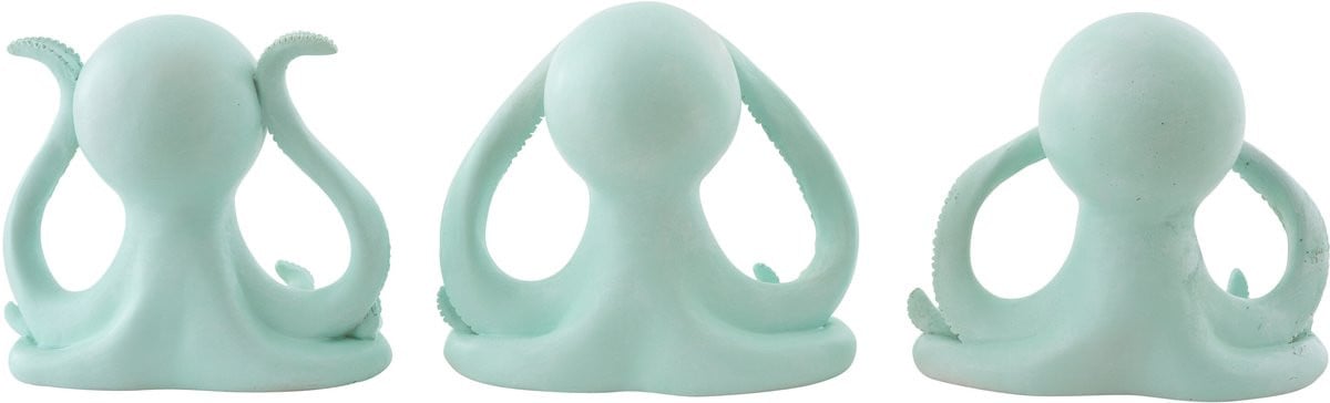 J-Line Decoratie Octopus Zien/Horen/Spreken - Lichtgroen - Set van 3 - Large