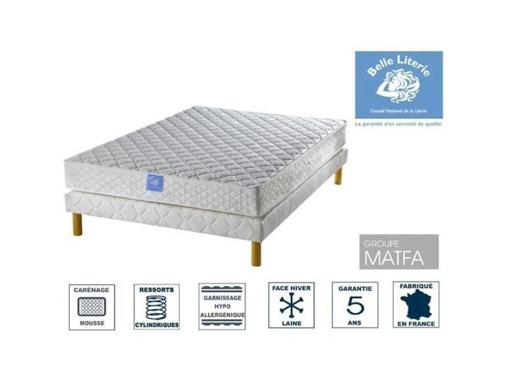 Ensemble matelas Rubis BELLE LITERIE 160x200 + sommier tapissier + jeu de 4 pieds offerts