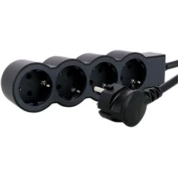 Legrand 694570 Flache Steckdosenleiste 4x Steckdose, 5 Meter Kabel Farbe: Schwarz