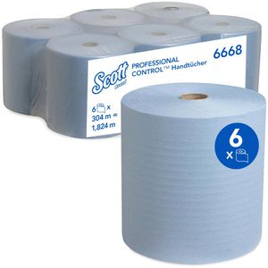 Scott Handtuchrollen 6668, 1-lagig, blau, 19,8cm x 304m, 6 Rollen