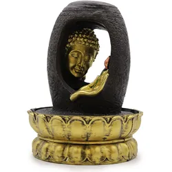 Tabletop Water Feature - 30cm - Golden Buddha & Vitarka Mudra