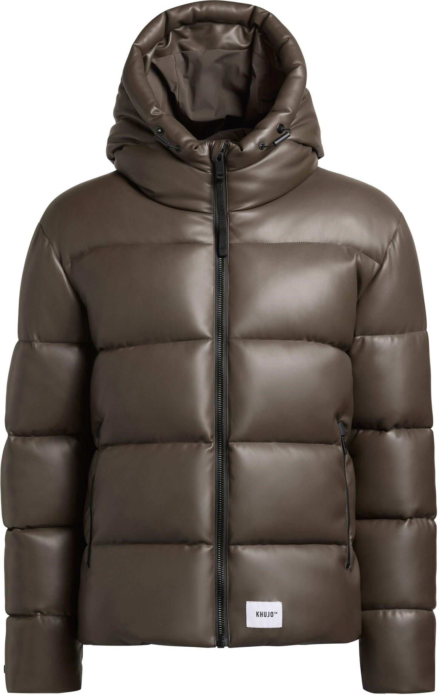 Steppjacke KHUJO "Steppjacke Coen", Herren, Gr. XL, braun, Obermaterial: 100% Polyurethan PU.  Obermaterial: Futter: 100% Nylon NY. 100% Polyester PES., gerade hüftbedeckend, hoch geschlossener Ausschnitt, Ärmel ohne Ärmelschlitz Bündchen, Jacken Steppjac