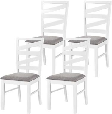 Costway Dining Chairs Set of 4 with Backrests and Rubber Wood Frames-White
