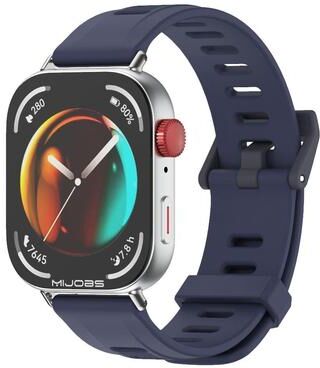 Everyday Crate MIJOBS Huawei Watch Fit 3 Silicone Watch Band Adjustable Soft Replacement Strap midnight Blue Silver
