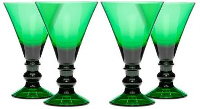 Martha Stewart 4 Piece 9.6 Ounce Hand Made Glass Goblet in Green
