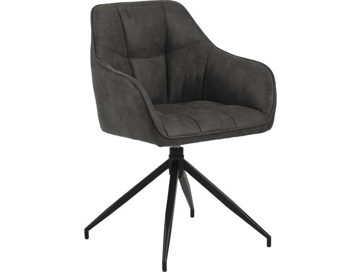 Esszimmerstuhl ACTONA GROUP Beate , grau (anthrazit, matt schwarz, anthrazit), B:59cm H:85cm T:55cm, Polyester, Stoff, Stühle, Esszimmerstuhl, mit edlem Samtstoff und modernen quadratischen Nähten