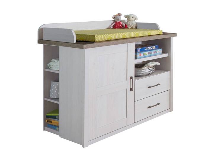 Lomadox Wickeltisch LUND-78, Pinie weiß Nb./Trüffel Eiche Nb. 106/102/75 cm