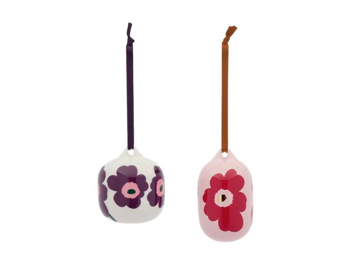 Marimekko Décoration suspendue Unikko Rose-canberge-blanc-prune, 2 pièces