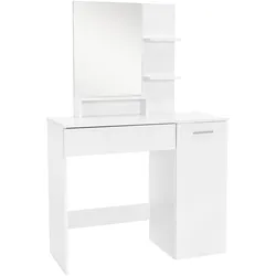 SCHMINKTISCH 90 cm Weiß mit Spiegel und Hocker