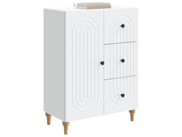 KTHLBRH Anrichte weiß 66 x 34,5 x 90 cm Ingenieurholz 3 Schubladen, 1 Einlegeboden, Tür mit Scharnier, 60 kg Kapazität, pflegeleicht