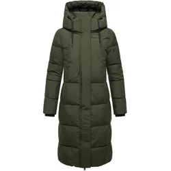 MARIKOO Damen Steppmantel Lang Stepp Wintermantel Jacke gefüttert Outdoor Parka abnehmbarer Kapuze Chumanii